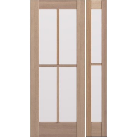Doornmore G104, 47.5" x 82" ( 32" Door + 12" Side) Left Hand, Mahogany SDL 4 Lite Exterior Door G104-SW-3280-G102-SL_1-1_LI