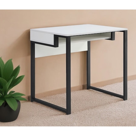 Homeroots 32" White and Black Writing Desk 543769