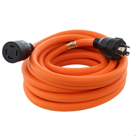 Ac Works STW Extension Cord, 10/4, NEMA L14-30, Orange, PVC, NEMA L14-30, 50ft L1430EX-050G