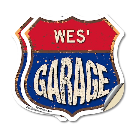 Signmission Wes's Garage, 18 inch X 18 inch, Vinyl Decal, 2PK SHI-D-2PACK-18-383-WES