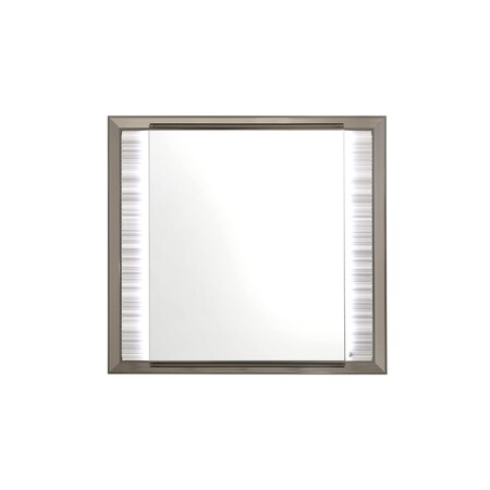 Homeroots 38" White And Silver Wood Lighted Dresser Mount Framed Mirror 564644