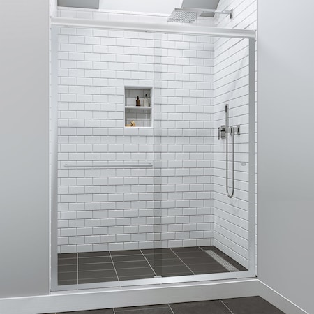 Fab Glass And Mirror Bypass Sliding Glass Shower Door Sorrento Lux Series - Chrome Finish Semi-Frameless Adjustable SHSOL48X70CH