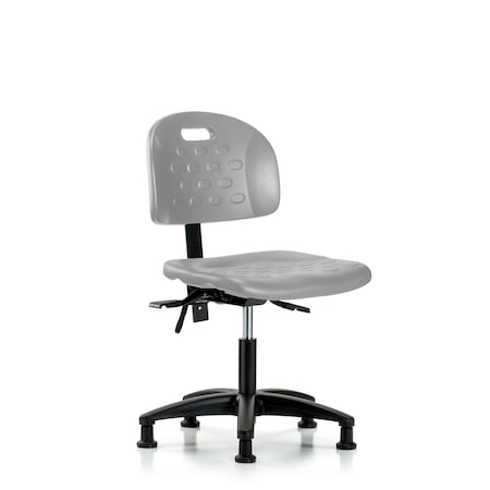Blue Ridge Ergonomics Newport Industrial Polyurethane Chair - Desk Height with Stationary Glides in Gray Polyurethane HPDHCH-RG-T0-A0-RG-GRY