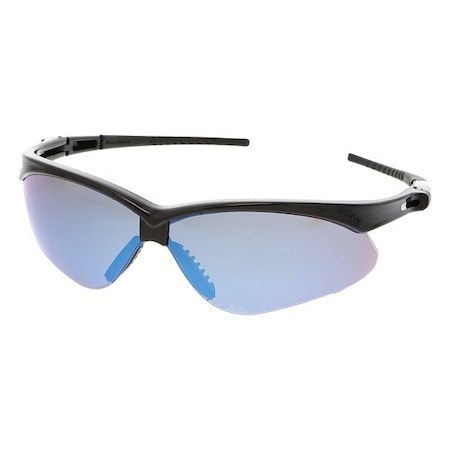 Mcr Safety Memphis (MP1), Safety Glasses, Anti-Scratch, Blue Mirror Lens, Black Frame, Half Frame, 1 PR MP118