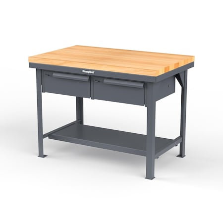 Strong Hold 7 GA Industrial Shop Table with 3 Drawers T6036-3DB