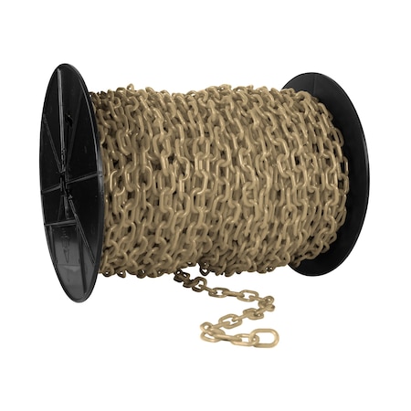Mr. Chain 1" x 250' Army Tan Plastic Safety Chain - Reel 10155