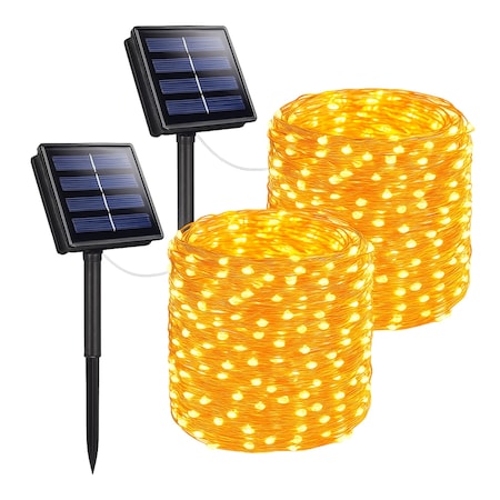 Elegani Solar Powered 200 LED Fairy Lights - 72 Ft Copper Wire, 8 Lighting Modes, Warm White Outdoor PH-SLR-200-72ft