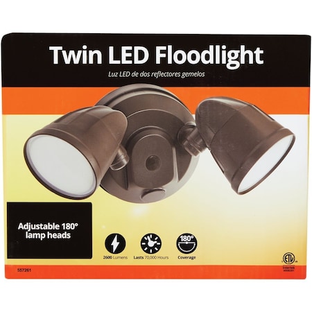 Unbranded Bronze Twin Head LED Floodlight Fixture PW032B