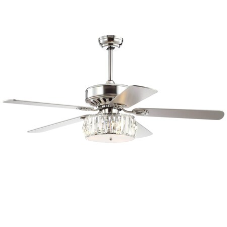 Jonathan Y Mandy 52" 3-Light Crystal Prism Drum LED Ceiling Fan With Remote, Chrome JYL9706A