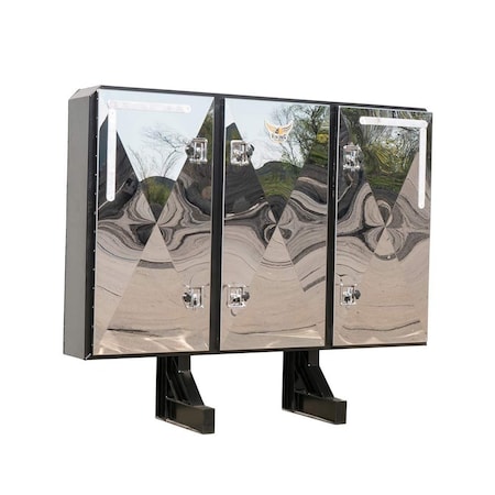 Mytee Products 68 inx80 inx14 in Black Viking Vaulted Aluminum Flatbed Trailer Cab Rack w/ 3Mirror VK-VLT-3D-BLK