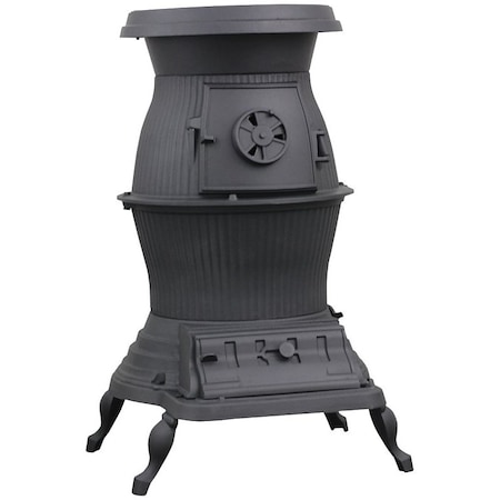 Us Stove Co Railroad Potbelly Stove, 29 in W, 2214 in D, 3212 in H, 75,000 Btu Heating, Cast Iron 1869/PB65XL