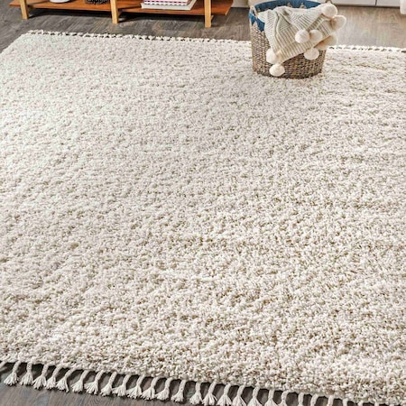 Jonathan Y Mercer Shag Plush Tassel Cream 4 ft. x 6 ft. Area Rug MCR100D-4