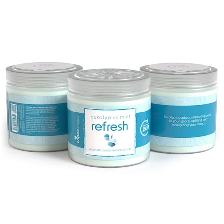Wipex Aromatic Gel Odor Eliminator Jars, 3PK, Eucalyptus/Mint (REFRESH), 3PK WX72238OGEU3