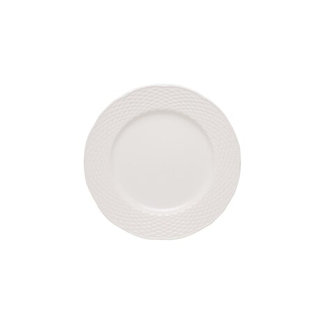 Homeroots White Four Piece Round Weave Stoneware Service For Four Salad Plate Set 483499