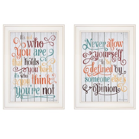 Homeroots Set Of Two Who You Think 1 White Framed Print Wall Art, 2PK 405984