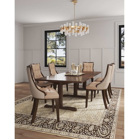 Manhattan Comfort Fifth Avenue Faux Leather Dining Chair in Tan and Walnut - Set of 4 2-DC008-TN