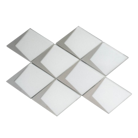 Apollo Tile Solace 12x9 White Metallic Silver Glass Mosaic Diamond Wall Tile (3.91 sq ft/case), 5PK APLSTR8801A