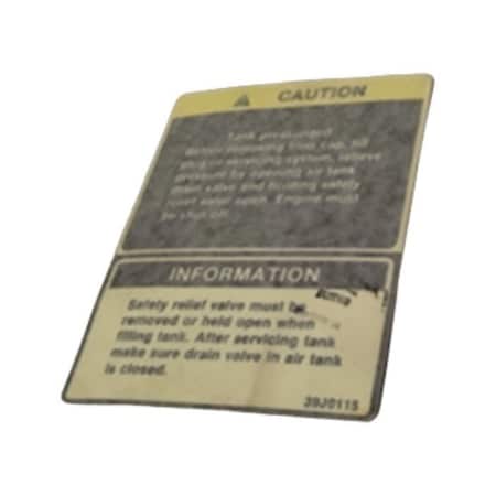 Lbx LBL AIR TANK CAUTION, LBX OEM 39J0115 39J0115