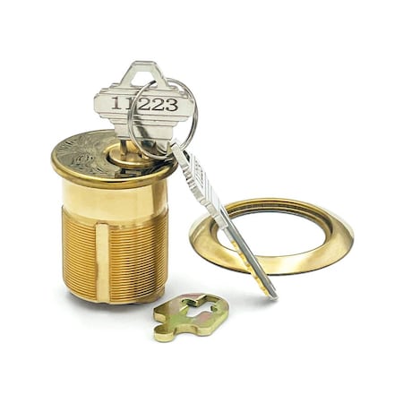 Ecs Hardware Durable Premium Mortise Cylinder, 1-1/2 in US3 Polished Brass SC1 ECSH-MC04-US3-SC1