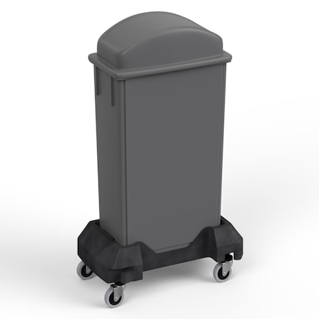 Regal Altair 23 Gallon Slim Rectangular Plastic Gray Trash Can with Dome Swing Lid and Mobile Dolly ZR-TC-300-GY+LD-310+DL-KIT
