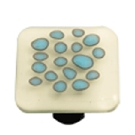 Towels Usa Reactive Clear White Square Glass Cabinet Knob - Black Post TO2522028