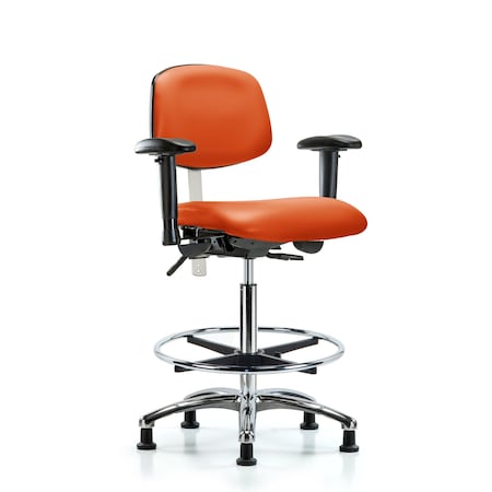 Blue Ridge Ergonomics Hi Bench Chair, Vinyl, CF, Glds, Org, CL100, 6-Way Adjustable, 26" to 35-1/2" Height, Orange Kist BR-NCR-VHBCH-CR-T1-A1-CF-RG-8613