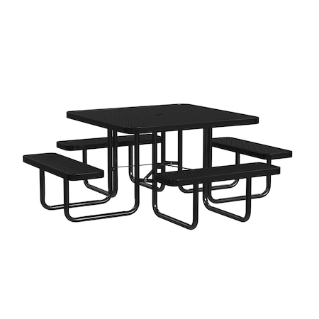 Leisure Craft Square Portable Picnic Table, Black, 46 in T46SQP-BLACK