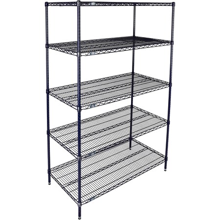 Global Industrial Nexel 5 Shelf, Nexelon Blue Wire Shelving Unit, Starter, 24"W x 14"D x 74"H B3151587