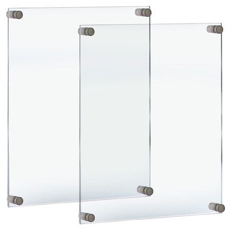 Azar Displays 22inW x 28inH Sign Holder with 1in SILVER Caps and Standoffs, 2PK 105530-SLV-2PK