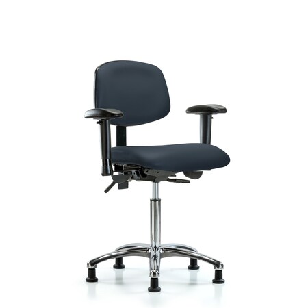 Blue Ridge Ergonomics Medium Bench Chair Chair, Vin, Med Ben, Chr Tilt AA Glides, Nav, Adjustable Arms, 22" to 29" Height BR-VMBCH-CR-T1-A1-NF-RG-8582
