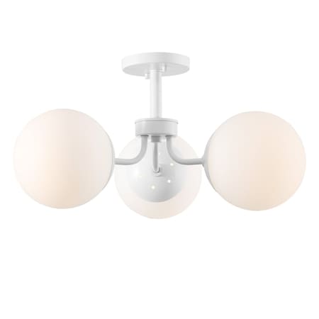 Jonathan Y Olivier 23.5" 3-Light Bohemian Farmhouse Iron/Frosted Glass LED Semi Flush Mount, White JYL7600D
