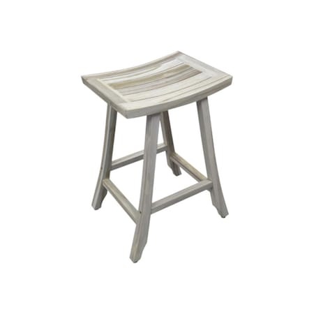 Homeroots 30" X 15" Light Gray Teak Square Shower Bench 376788