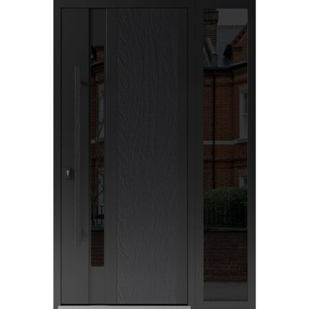 Vdomdoors Steel Door Dekton 0163 Ardesia Nero Side Exterior Window Sidelite Entry Door Painted W36+14xH80 Rig DEKTON0163EXD-ARD-W36+14xH80-RH-I