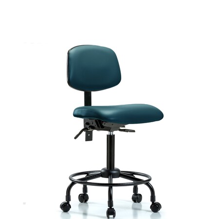 Blue Ridge Ergonomics Vinyl Chair, Med Bench, Round Tube Base, Tilt, Casters, Royal BR-VMBCH-RT-T1-A0-RC-8801