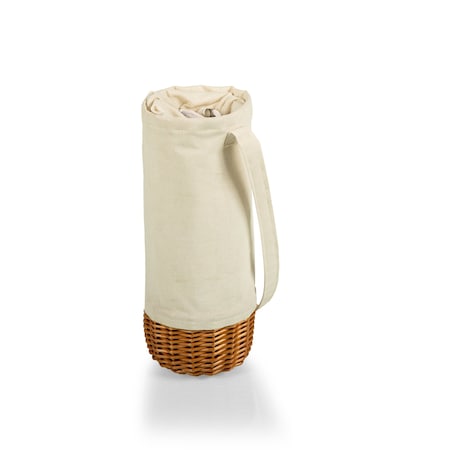 Picnic Time Family Of Brands Malbec Insulated Canvas and Willow Wine Bottle Basket, Beige Canvas 201-00-187-000-0