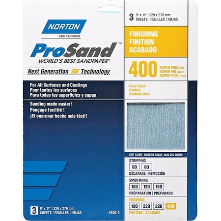 Norton Co Sandpaper Al Oxd 400Grt 9X11In 02612