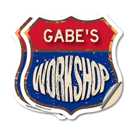 Signmission Gabe's Workshop, 4 inch X 4 inch, Vinyl Decal, 2PK SHI-D-2PACK-4-489-GABE