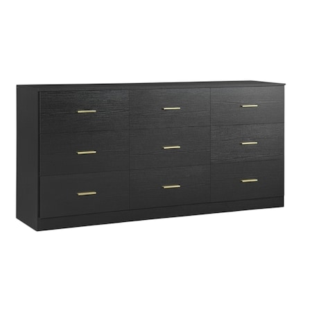 Homeroots 63" Black Wood Accent Cabinet With Nine Drawers 716333
