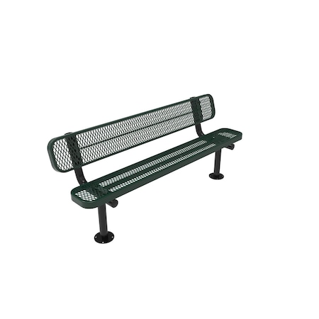 Mytcoat 6ft Outdoor Bench with Back, Surface Mount, Green, Expanded Metal, Industry Standard Coating 804127