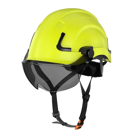 Defender Safety H2-EH Safety Helmet w/ Tinted Visor - Type 2 Class E, ANSI Z89 and EN12492 rated, Safety Yellow H2-EH-07DV