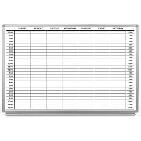 Creative Safety Supply Weekly By Hour Dry-Erase Scheduling Whiteboard, 36in x 24in WB10049-36