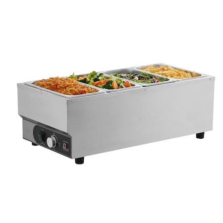 Vevor 1500W Commercial Food Warmer, Stainless Steel Bain Marie with Four 1/3 Size Pans SKT1/1*1