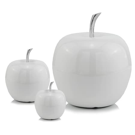 Homeroots 13" White Aluminum Decorative Apple Tabletop Sculpture 383753