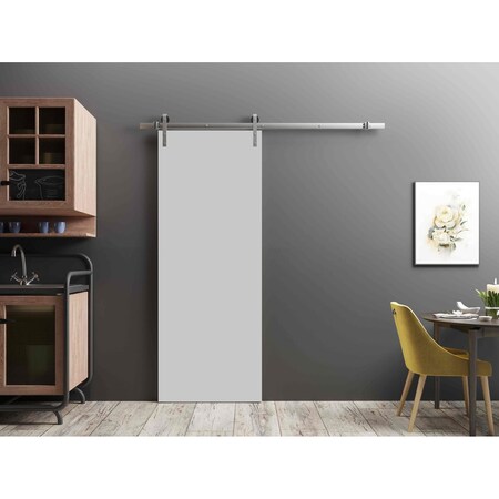 Sartodoors Sliding Barn Door with 6.6ft Hardware, Planum 0010 Matte Grey, Rail Hangers Sturdy Silver Set, Mode PLANUM0010BD-S-GRE-42