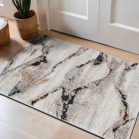 World Rug Gallery Transitional Horizon Area Rug 2 ft x 3 ft Gray WR206GRAY2X3