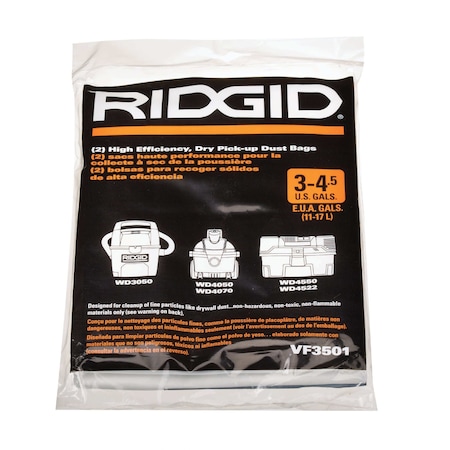 Ridgid Dust Bag, High Efficiency, VF3501, 4.5 GL 23738