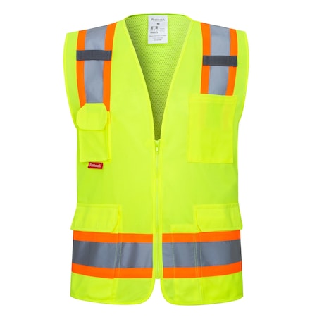 Protectx Safety Vest M Class Class 2 , Zipper Front 7 Pockets SV-120-FM7-GN-M-01