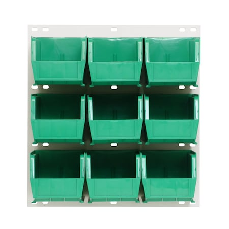 Quantum Storage Systems 18X19 HC LOUVERED PANEL W/9 BINS GREEN QLP-1819HC-230-9GN