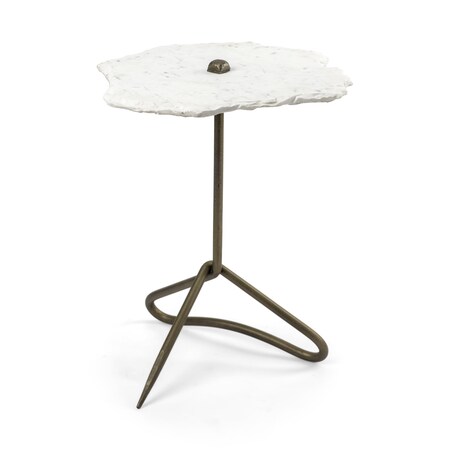 Homeroots 23" Gold And White Marble End Table 380693