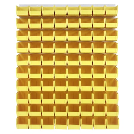 Quantum Storage Systems 48X61 HC LOUVERED PANEL W/80 BINS YELLOW QLP-4861HC-230-80YL